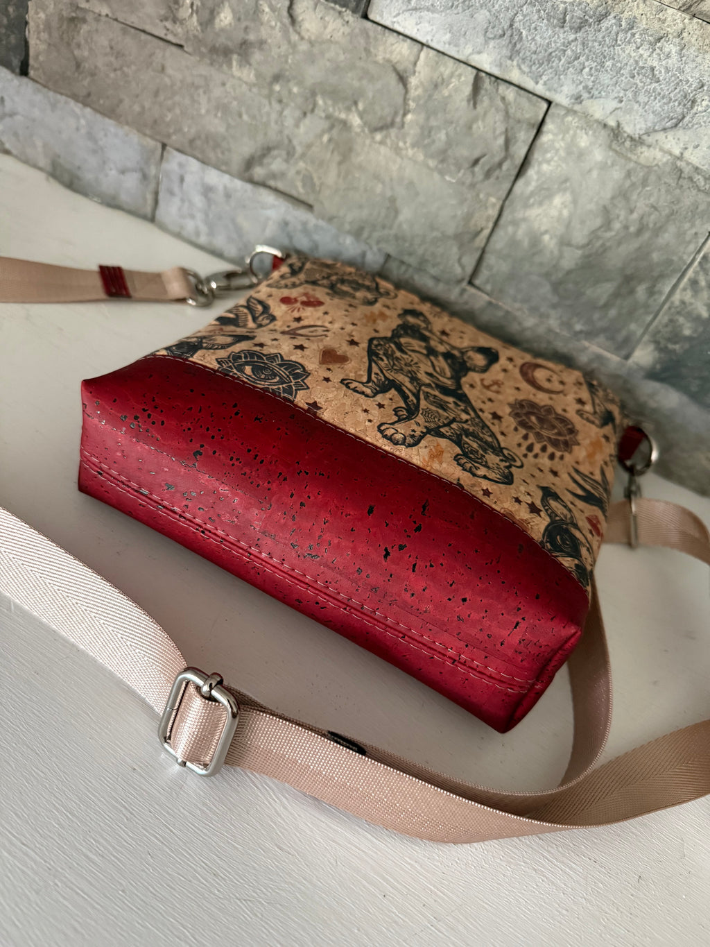 Cork Mini Box Tote Crossbody Bag