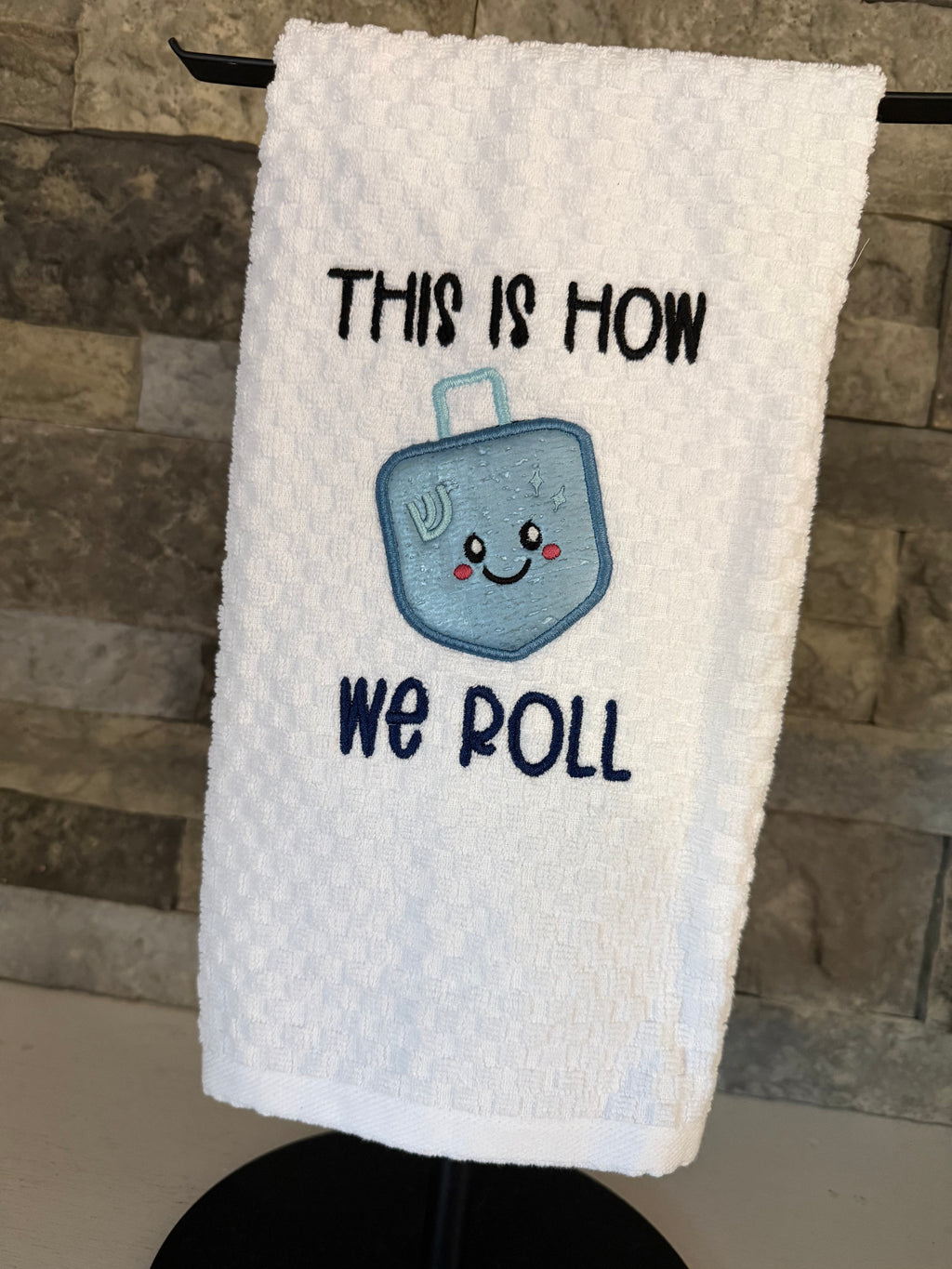 This is How We Roll Dreidel Embroidered Towel