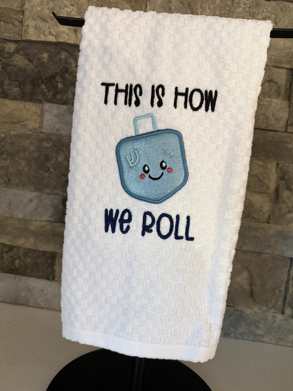 This is How We Roll Dreidel Embroidered Towel