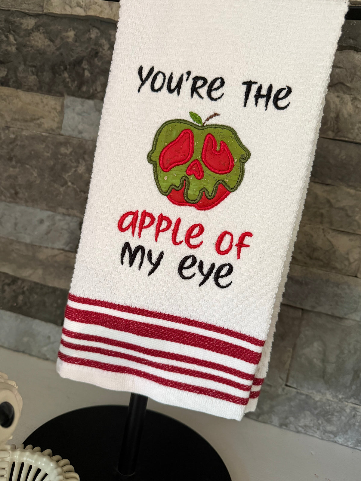 You’re the Apple of my Eye embroidered hand towel