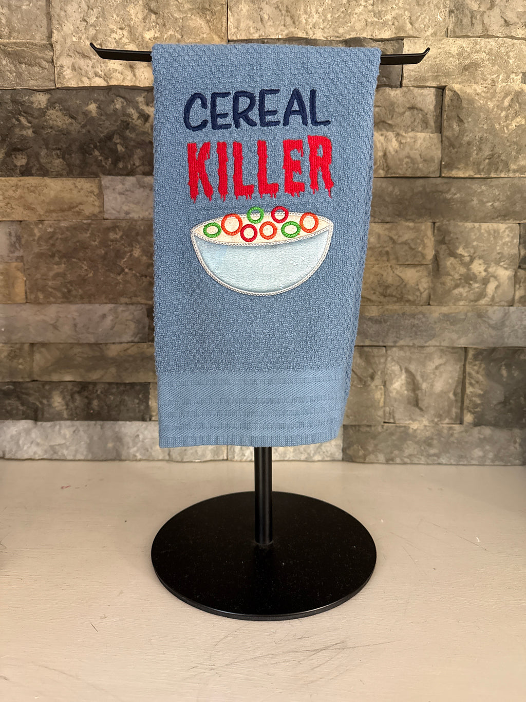 Cereal Killer Embroidered Towel