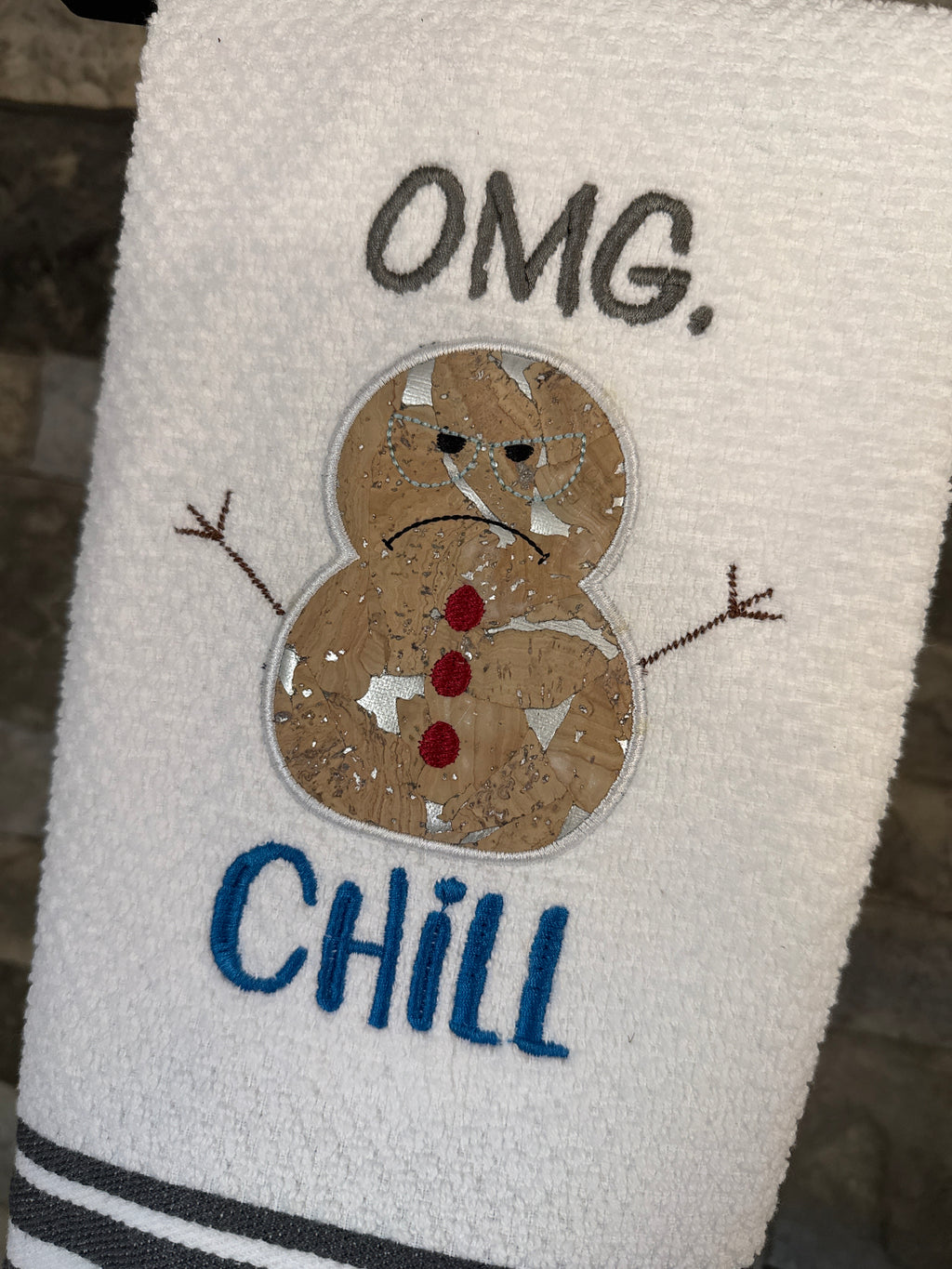 Snowman OMG Chill - Embroidered Towel
