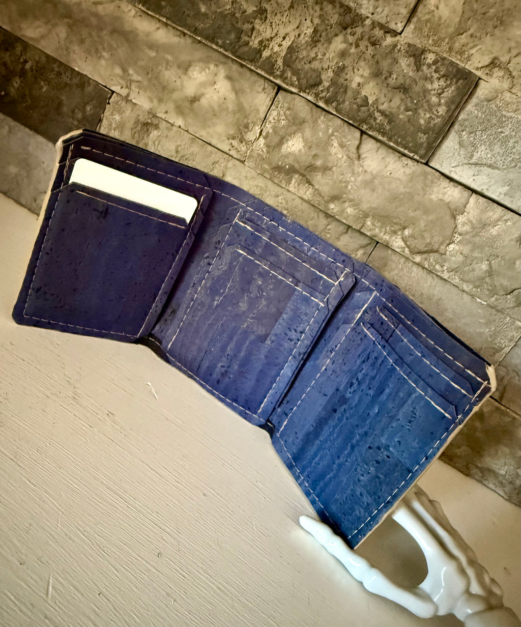 Denim Cork Trifold Wallet