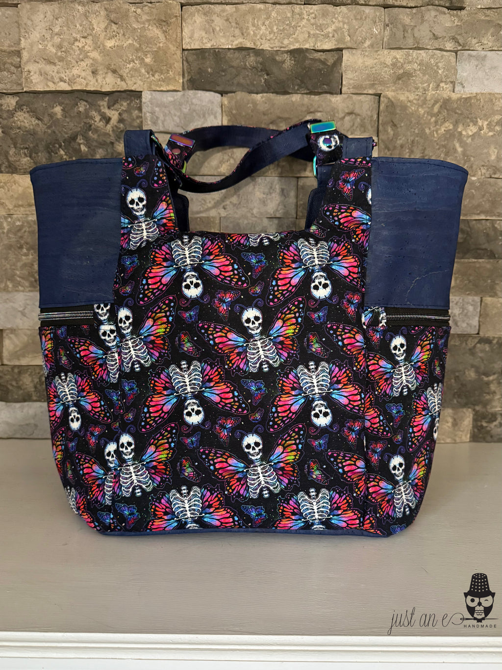 Rainbow Skeleton Butterfly Tote