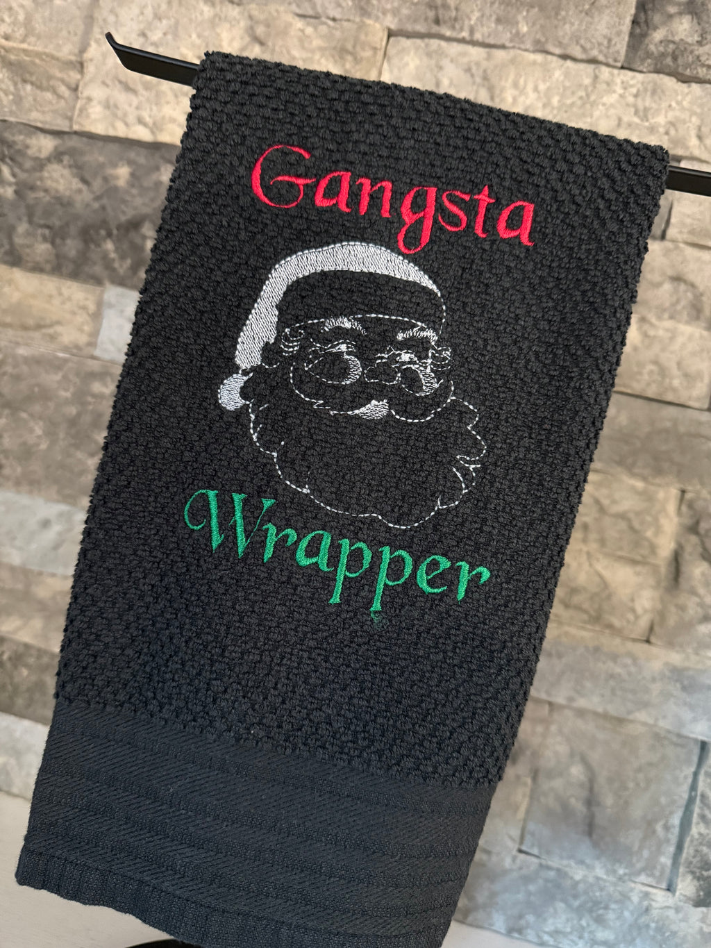 Gangsta Wrapper Santa Embroidered Towel