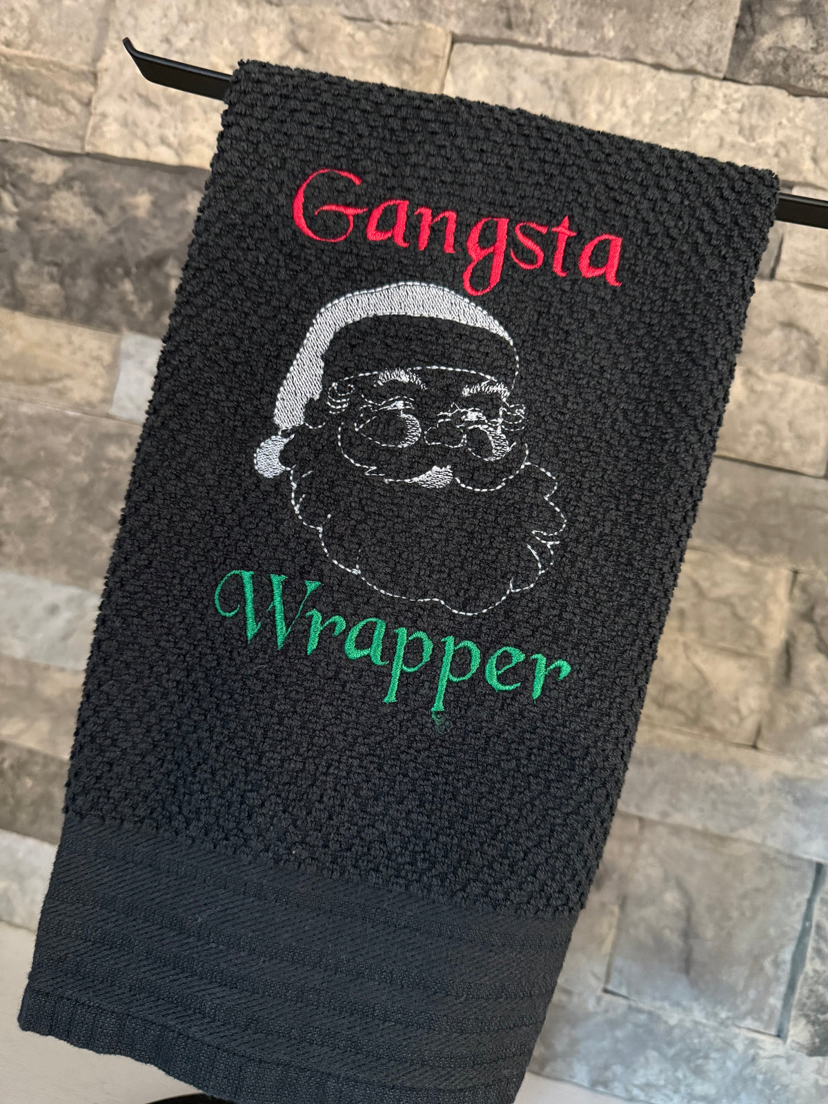 Gangsta Wrapper Santa Embroidered Towel