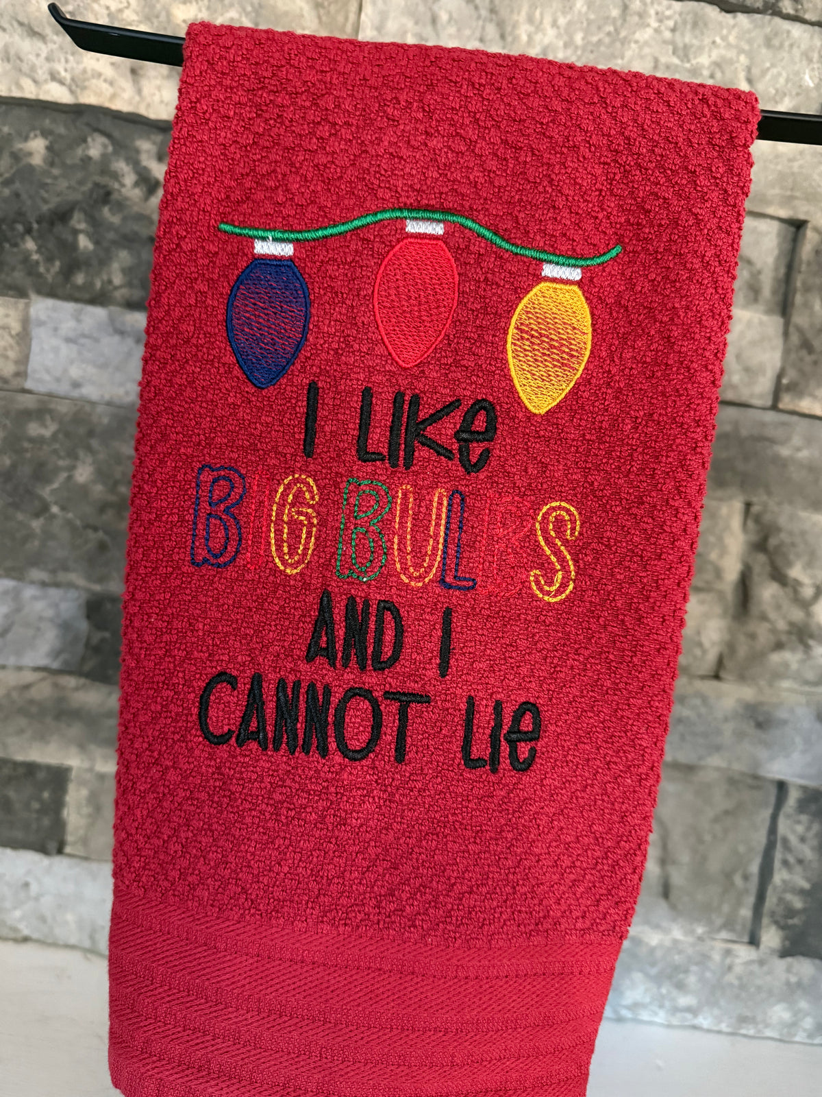 I Like Big Bulbs Embroidered Towel