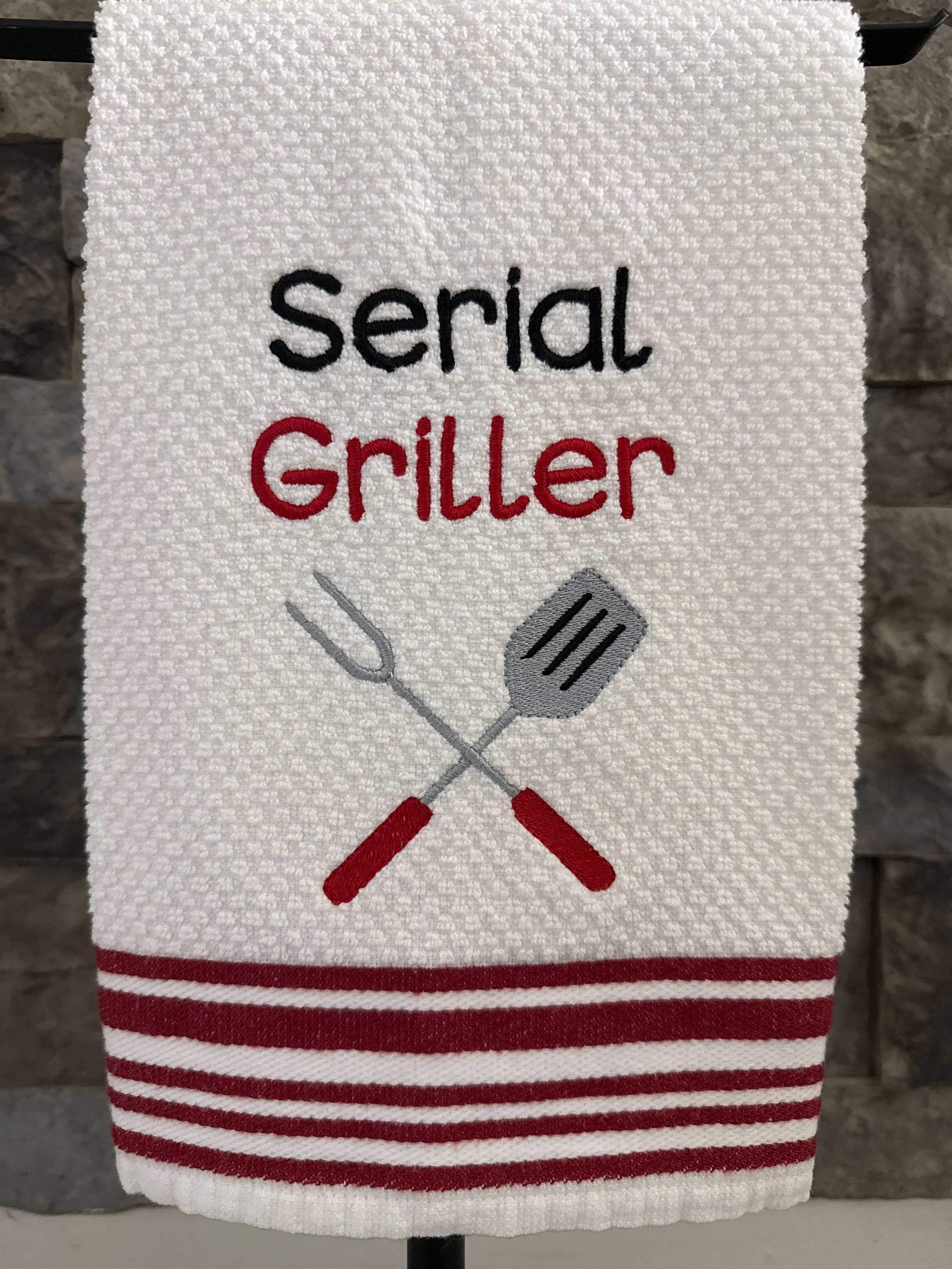 Serial Griller embroidered hand towel