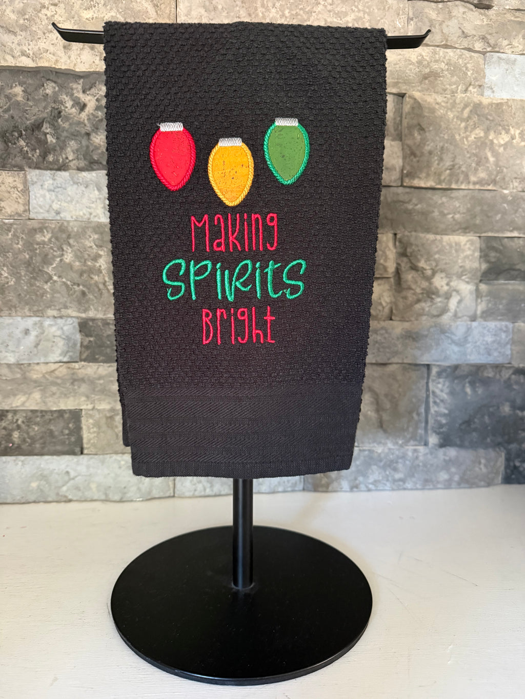 Making Spirits Bright Embroidered Towel