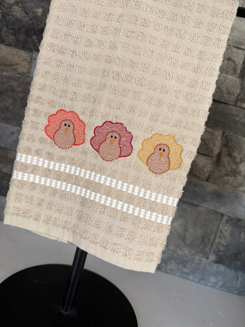 Thanksgiving Turkey Embroidered Towel