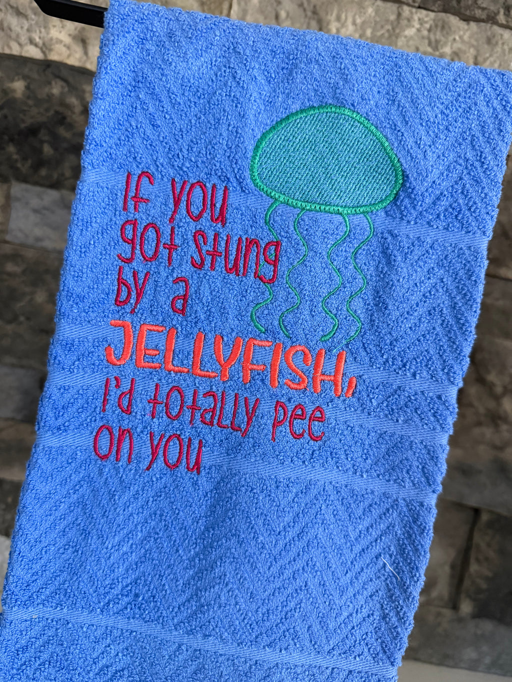 Jellyfish Friendship Embroidered Towel