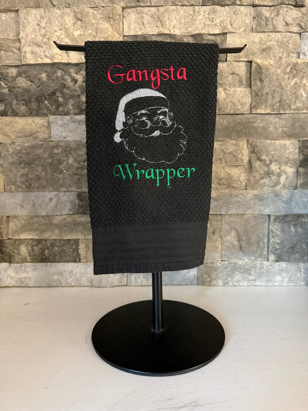 Gangsta Wrapper Santa Embroidered Towel