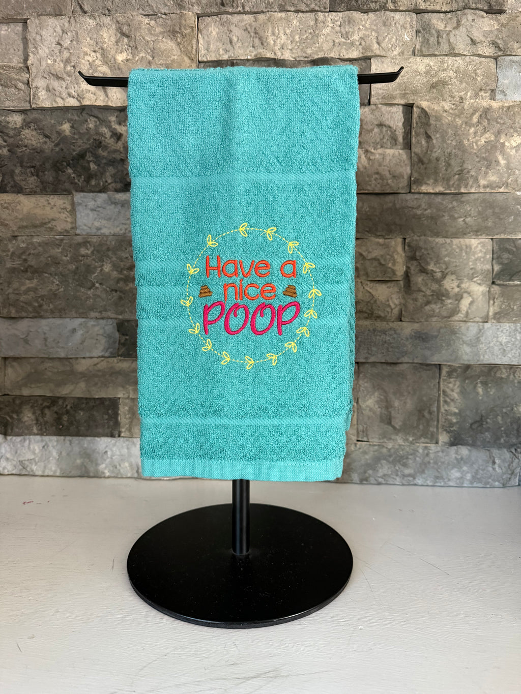 Have a Nice Poop - Embroidered Towel - Bathroom Hand Towel