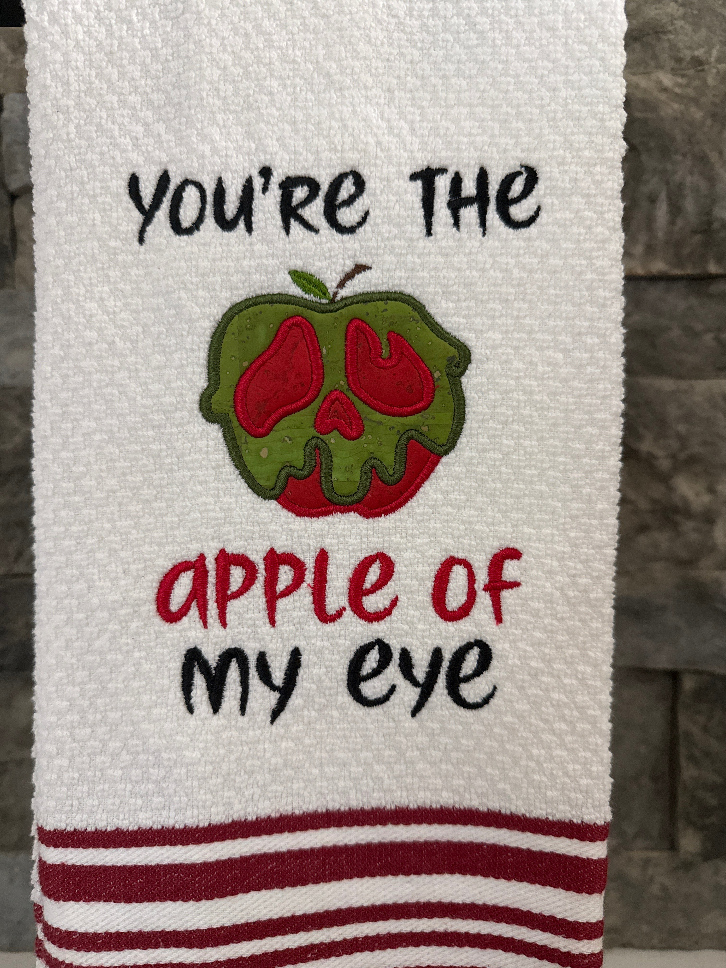 You’re the Apple of my Eye embroidered hand towel