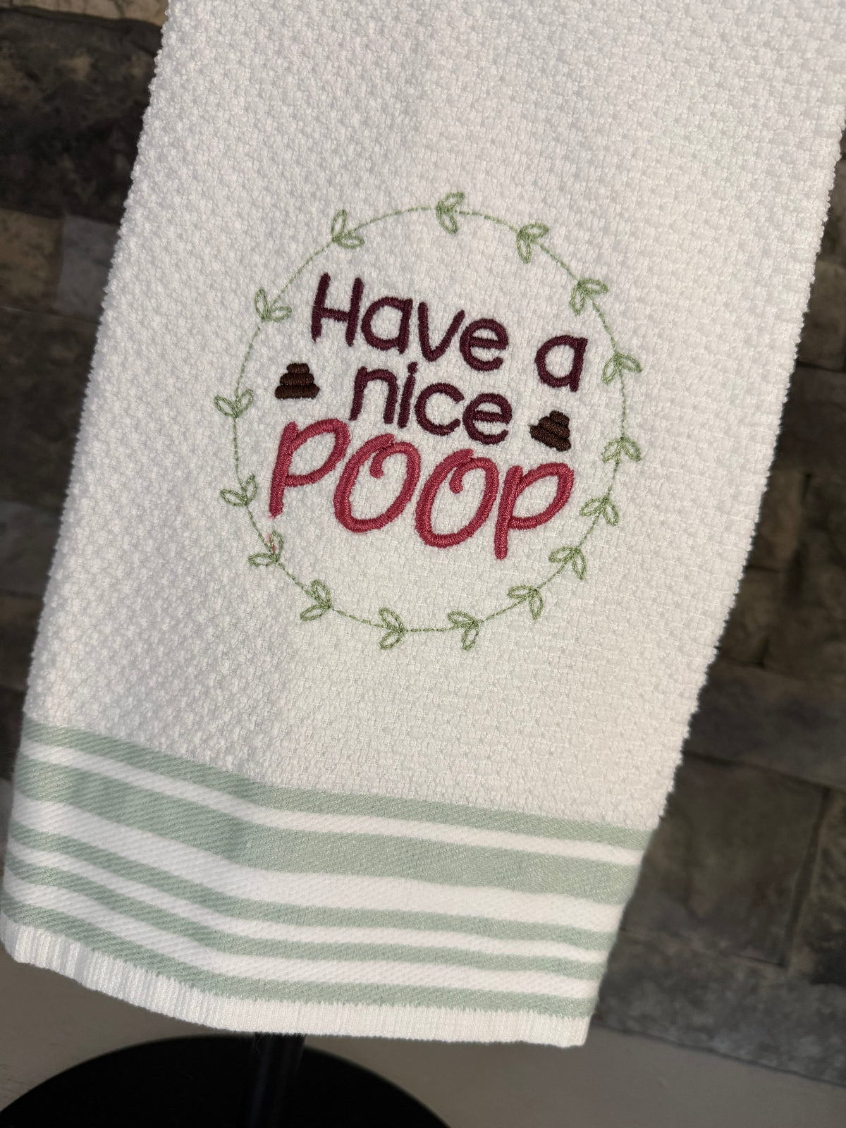 Have a Nice Poop - Embroidered Towel - Bathroom Hand Towel