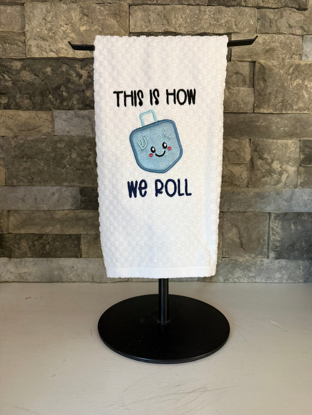 This is How We Roll Dreidel Embroidered Towel