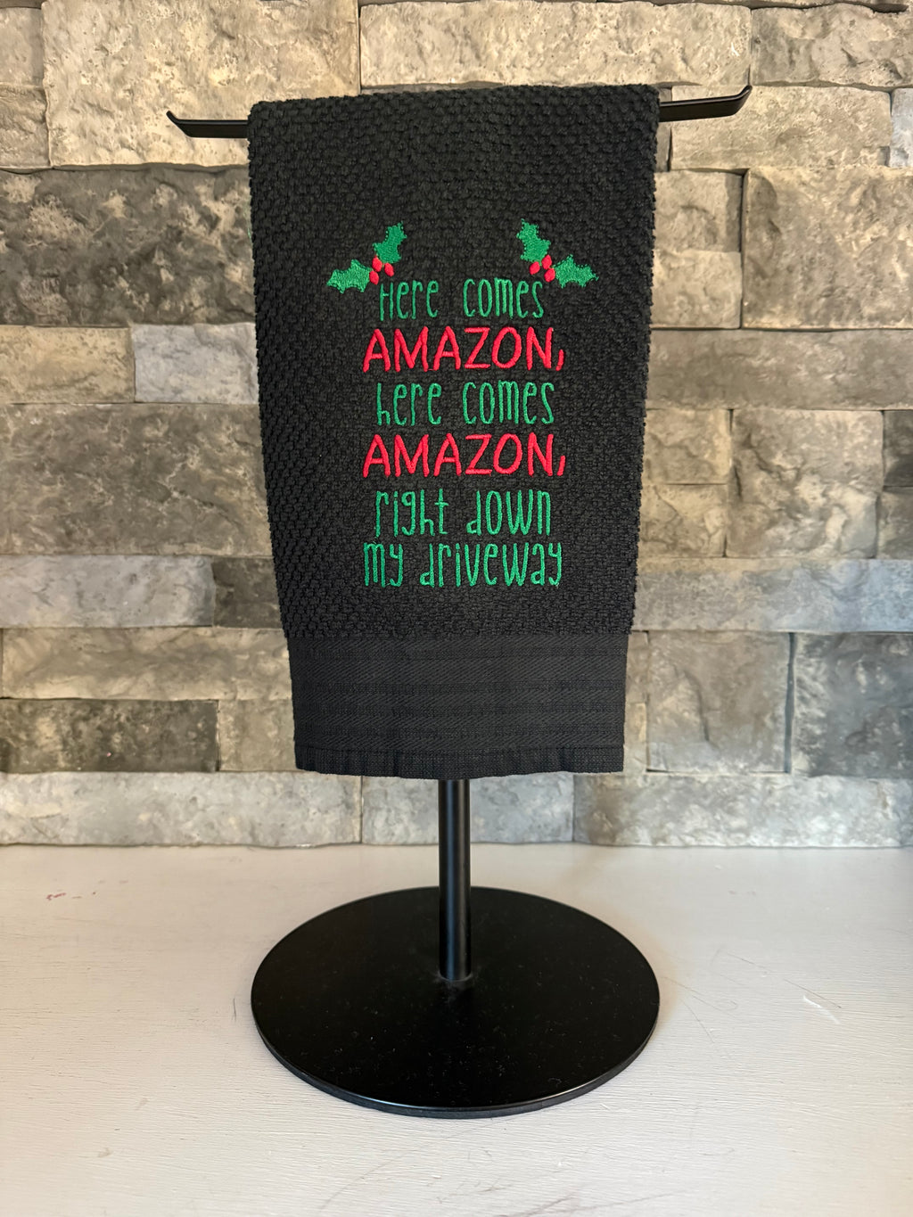 Here Comes Amazon Embroidered Towel
