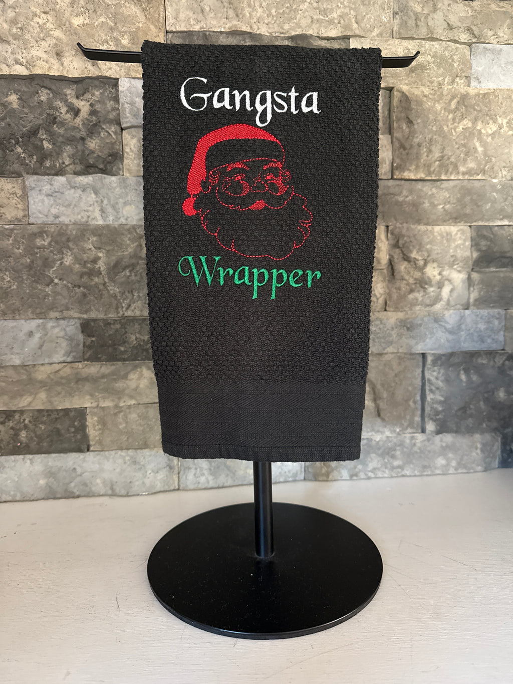 Gangsta Wrapper Santa Embroidered Towel