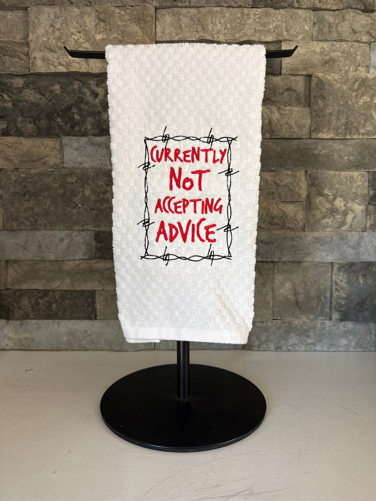 Currently Not Accepting Advice Embroidered Towel