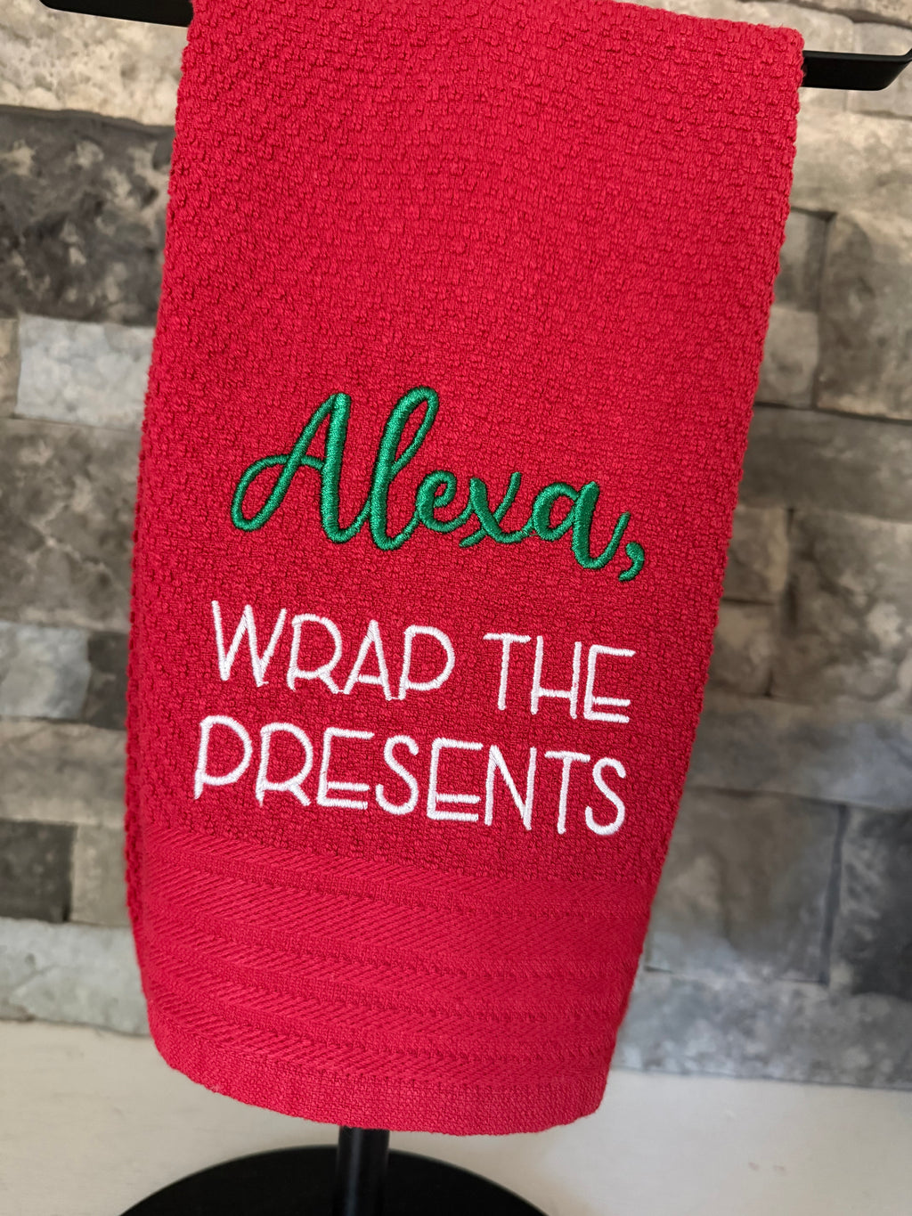 Alexa, Wrap the Presents - Funny Towel - Embroidered Towel