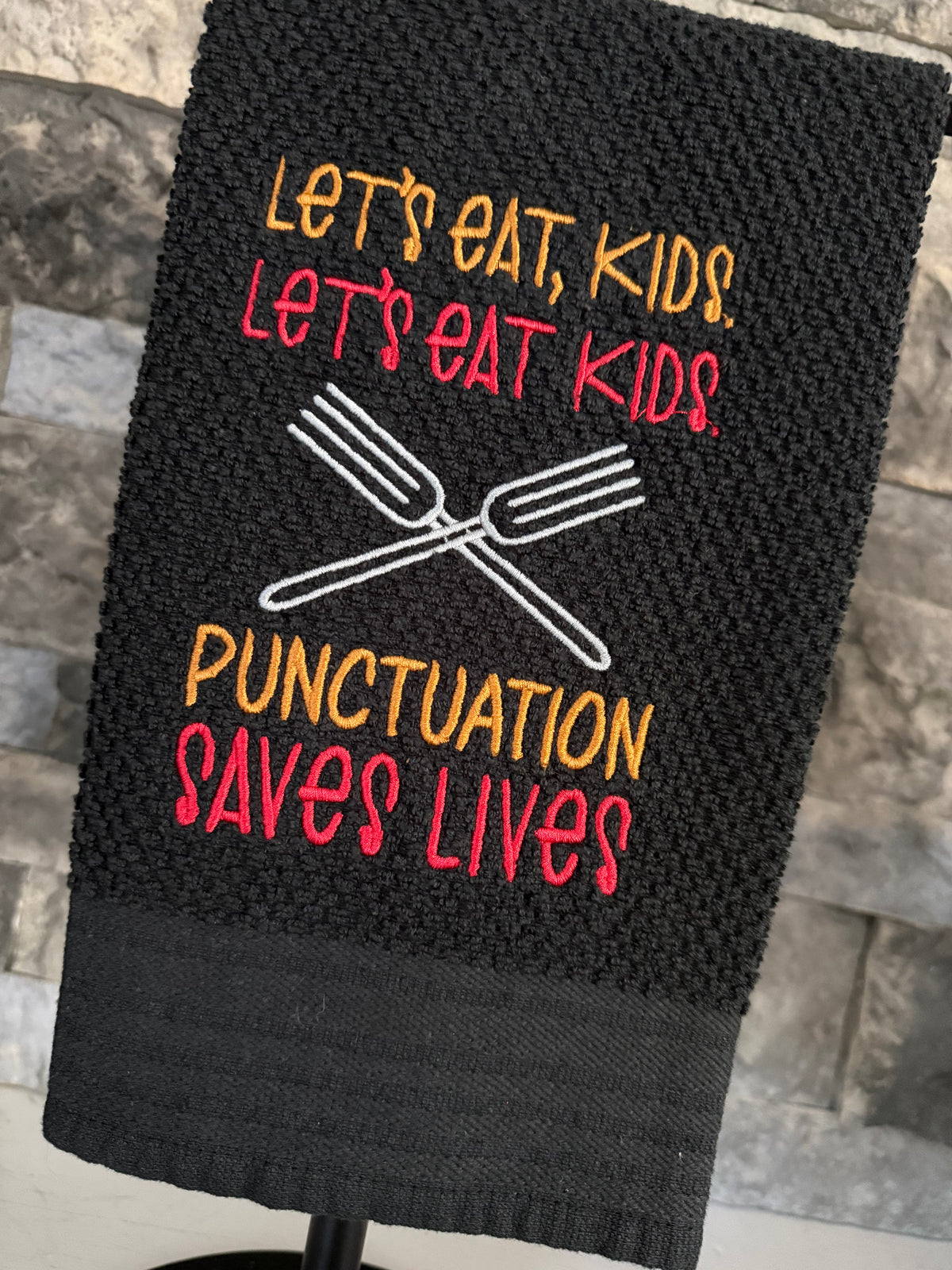 Punctuation Saves Lives  -  Embroidered Towel