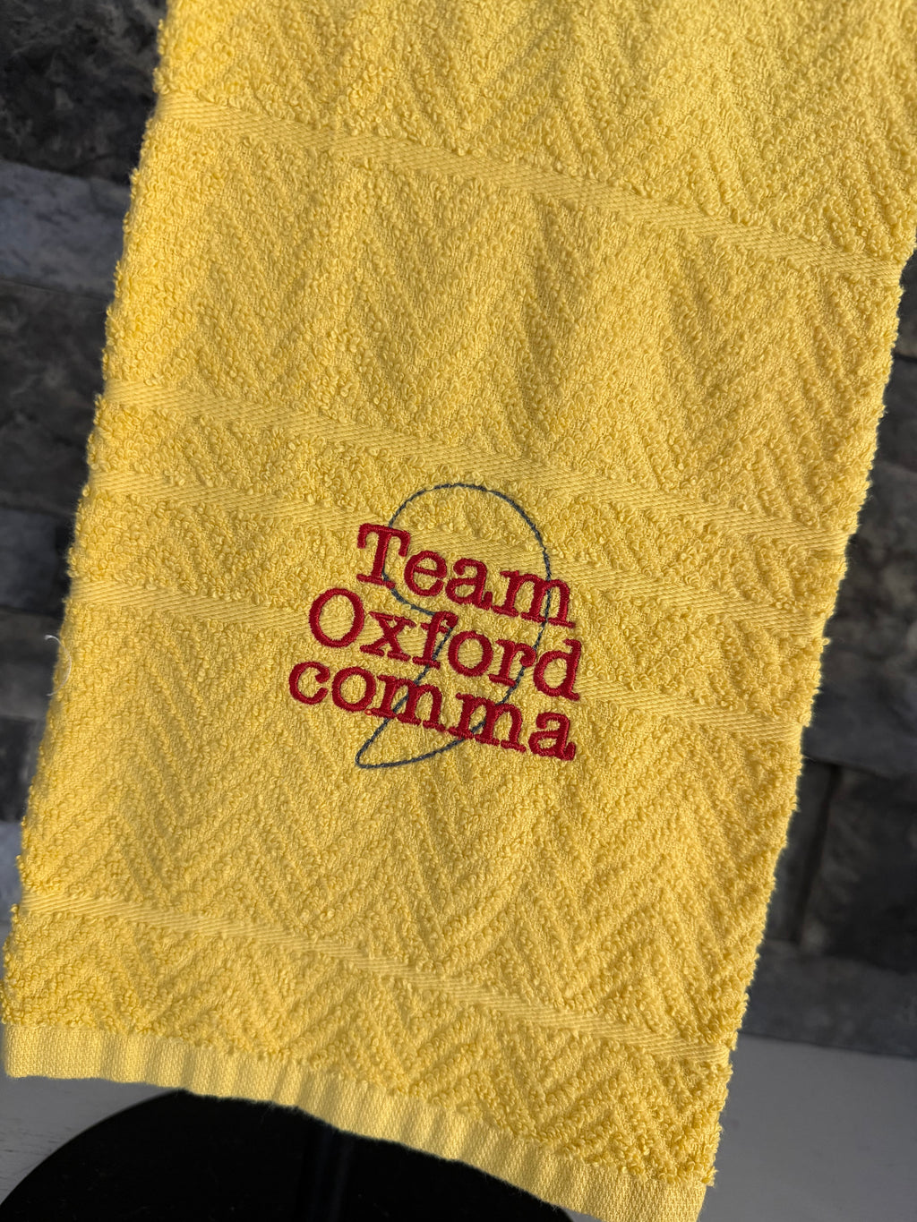 Team Oxford Comma Punctuation Towel  -  Embroidered Towel