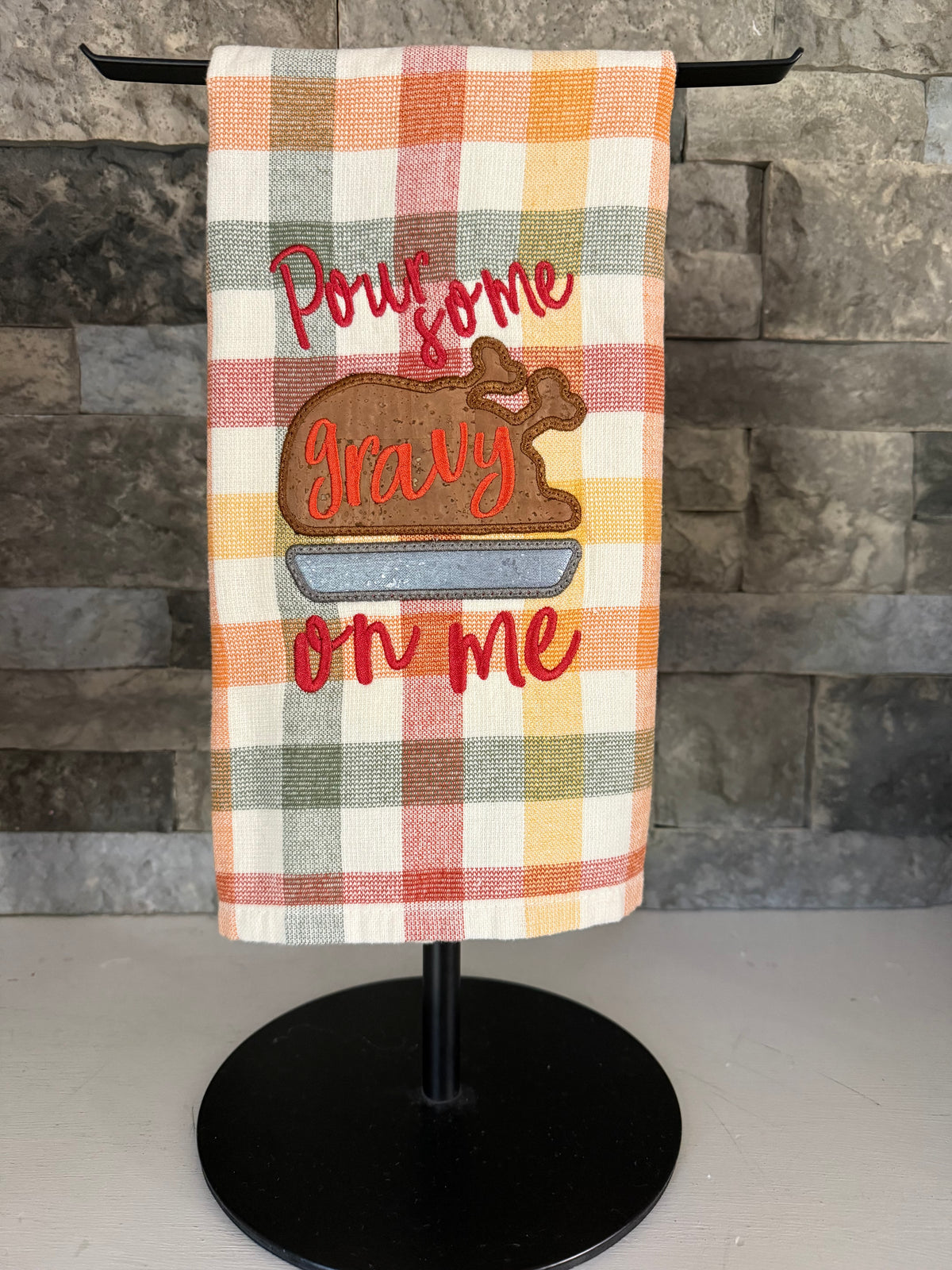 Pour Some Gravy on Me Embroidered Towel - Holiday Family Towel