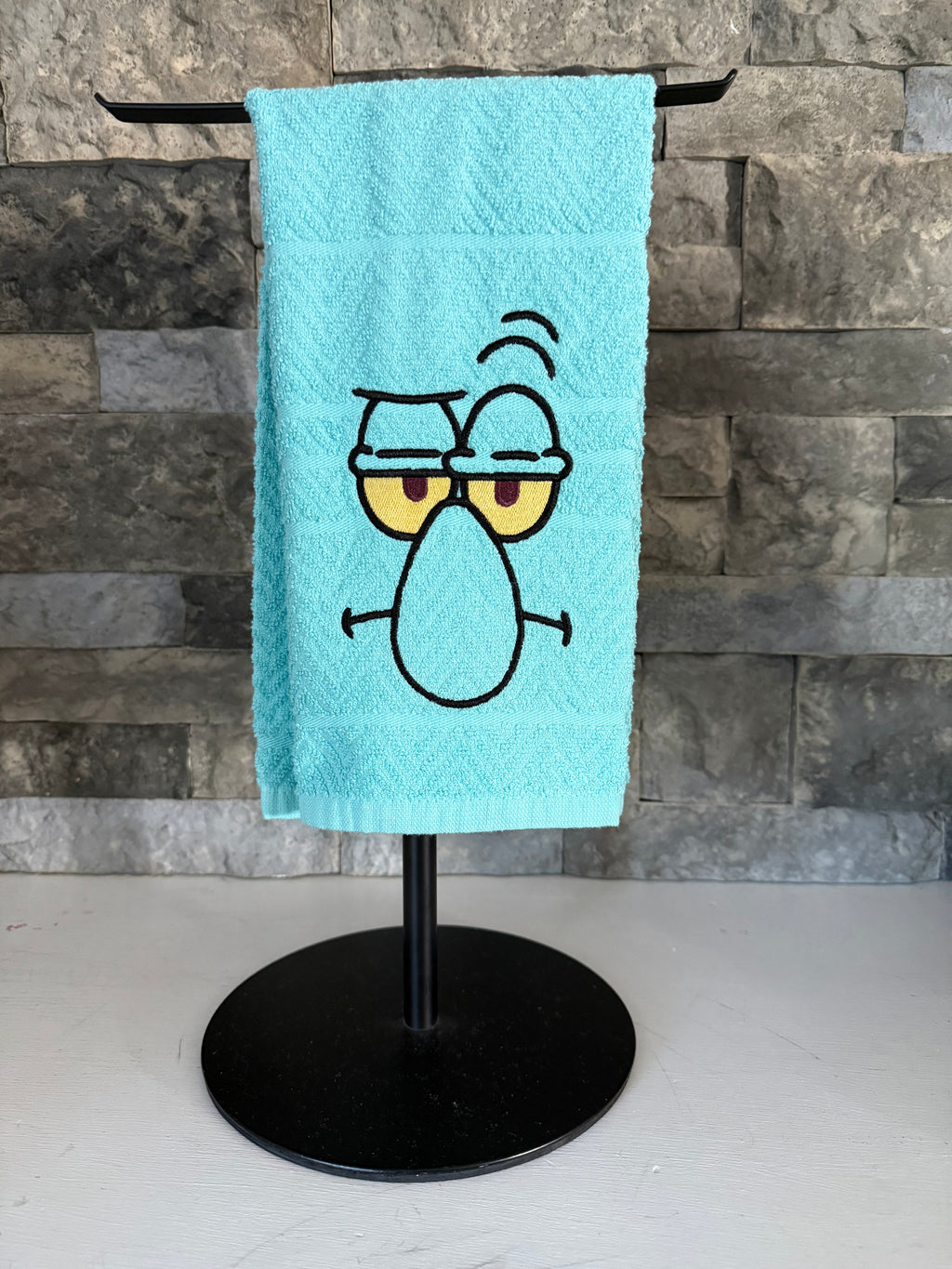 Squid Character Embroidered Towel