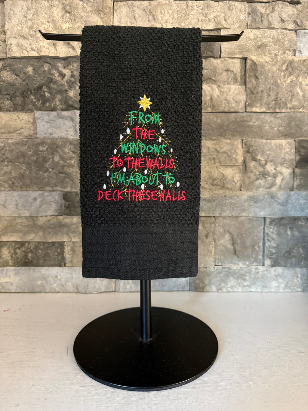 About to Deck these Halls Embroidered Towel