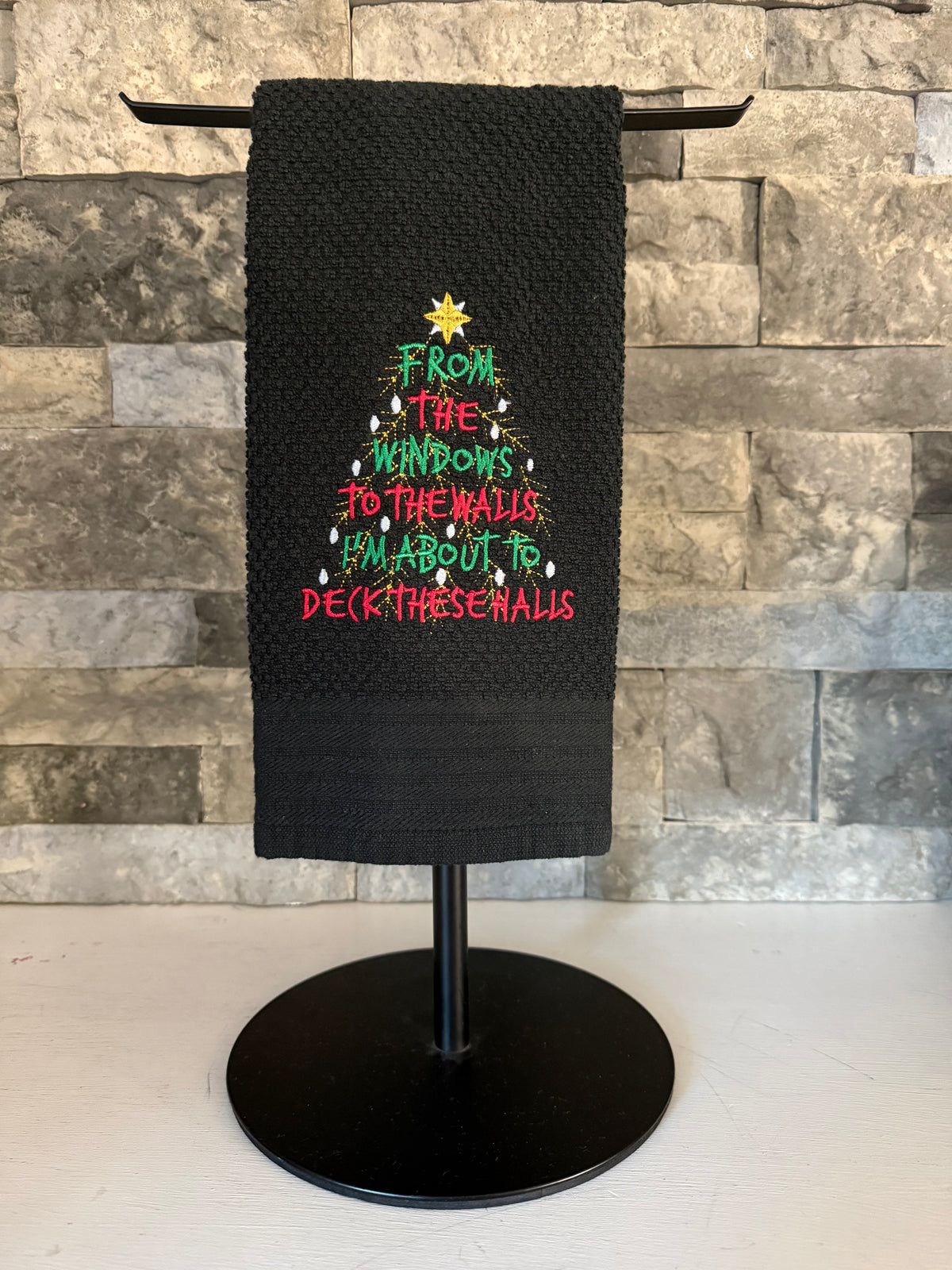About to Deck these Halls Embroidered Towel