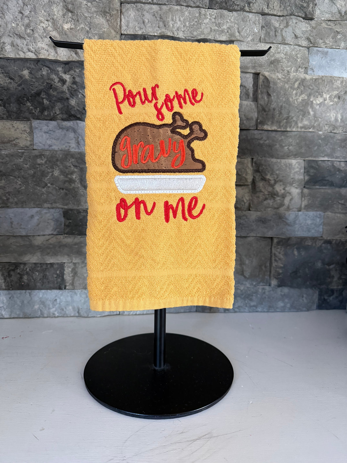 Pour Some Gravy on Me Embroidered Towel - Holiday Family Towel