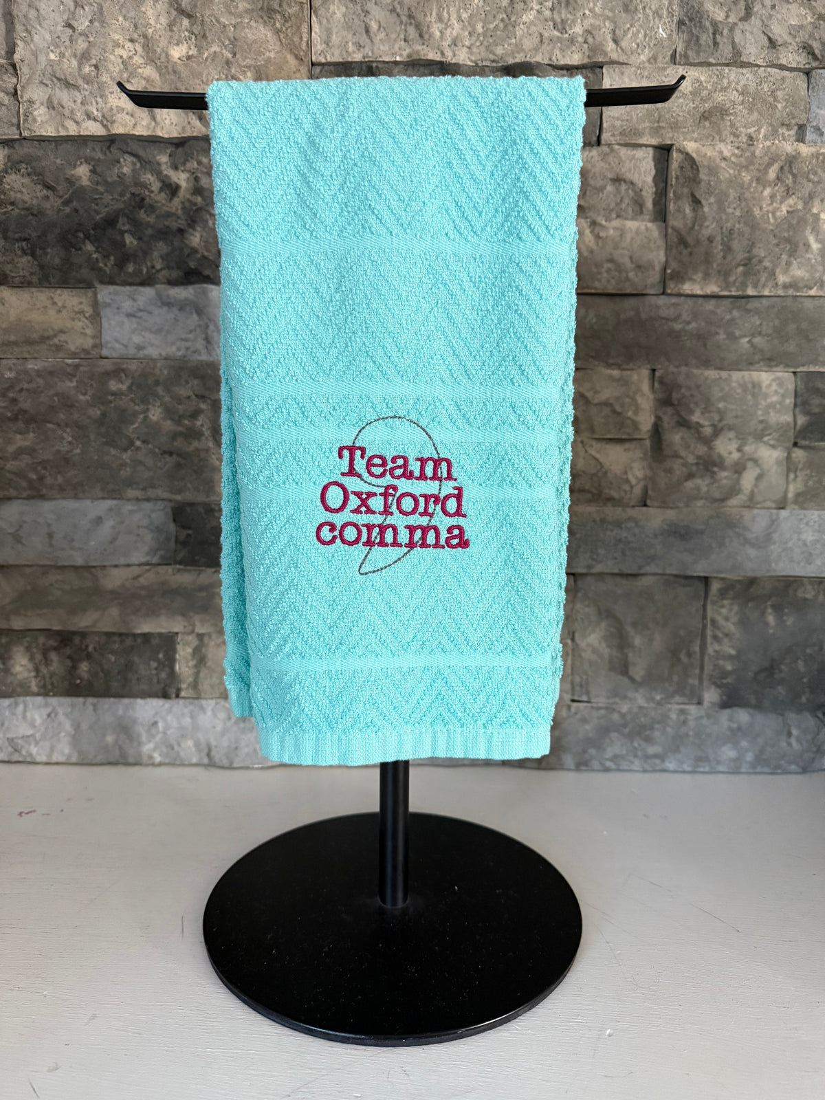 Team Oxford Comma Punctuation Towel  -  Embroidered Towel