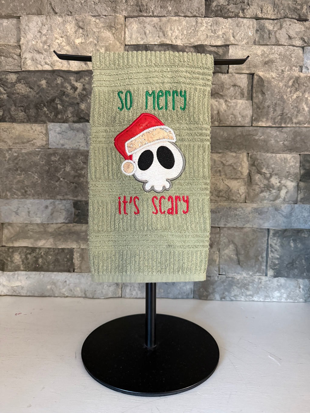 So Merry It's Scary Embroidered Towel