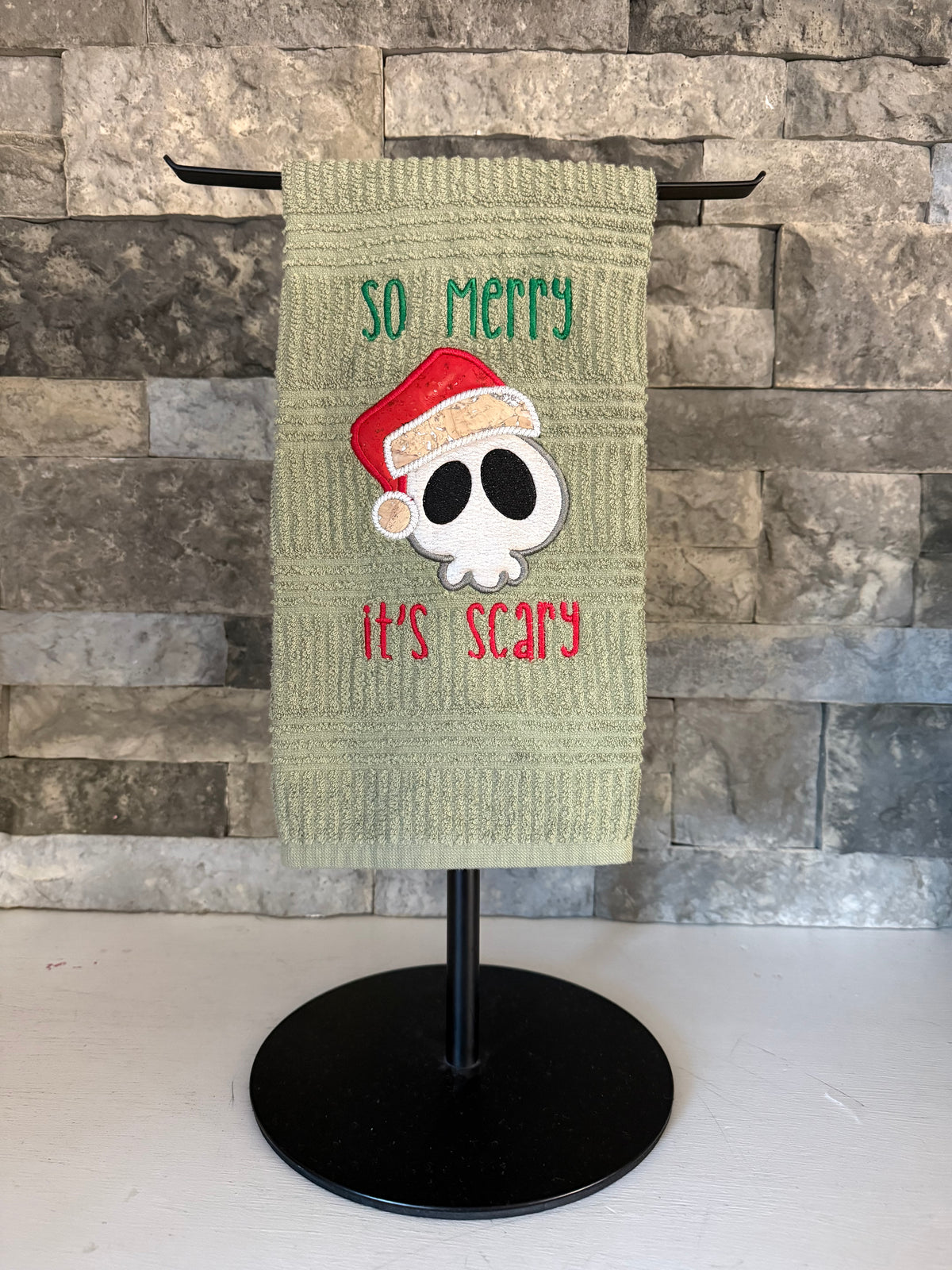 So Merry It's Scary Embroidered Towel
