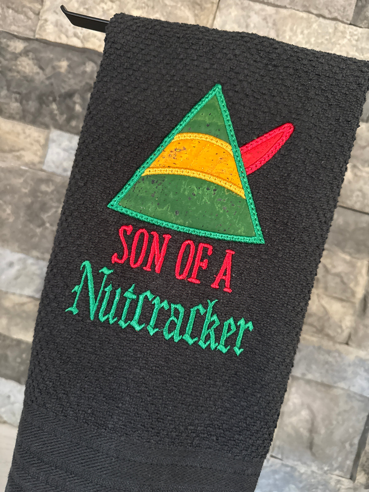 Son of a Nutcracker Towel - Embroidered Towel - Elf Hat