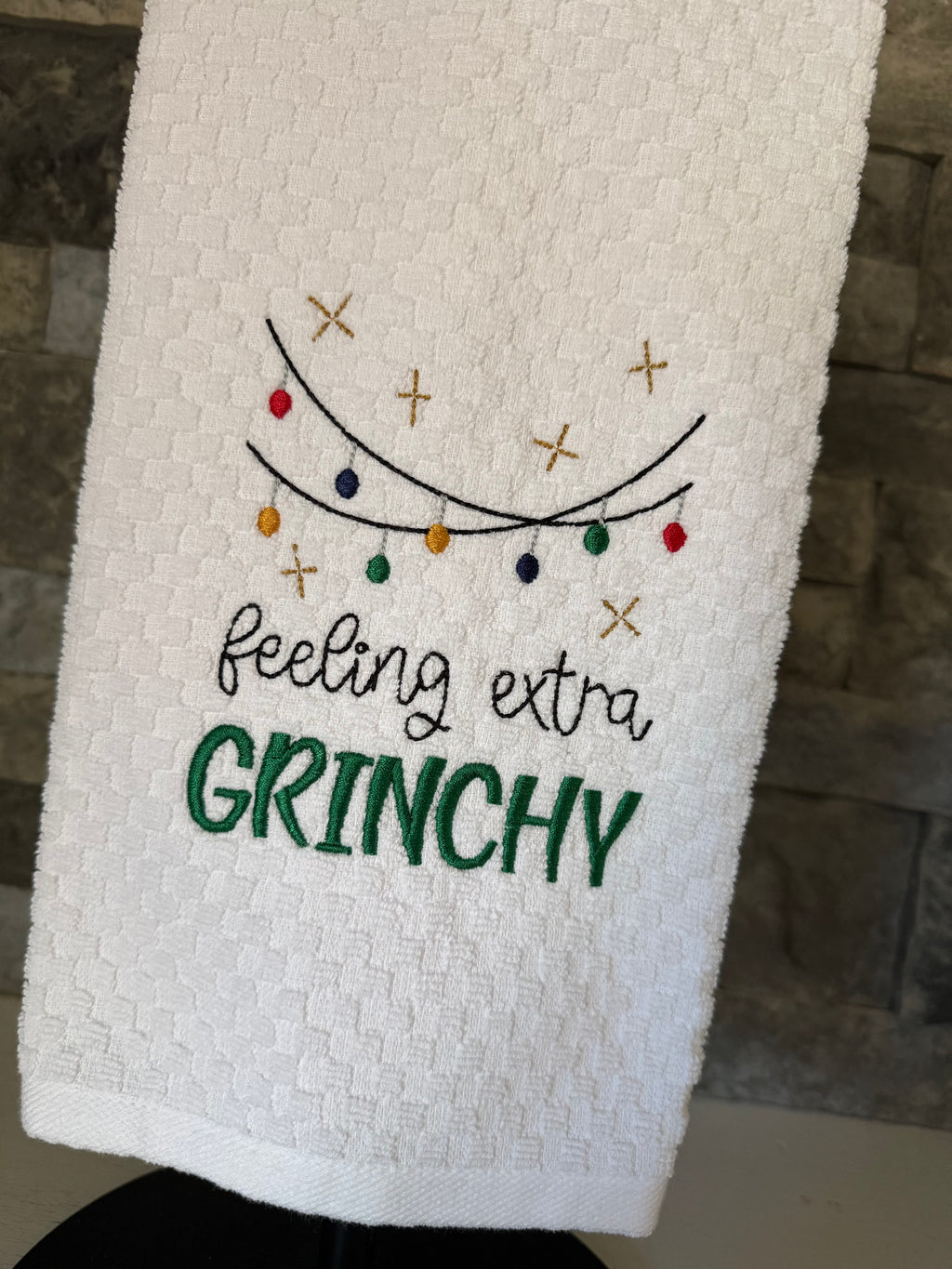 Feeling Extra Grinchy - Christmas Towel - Embroidered Towel