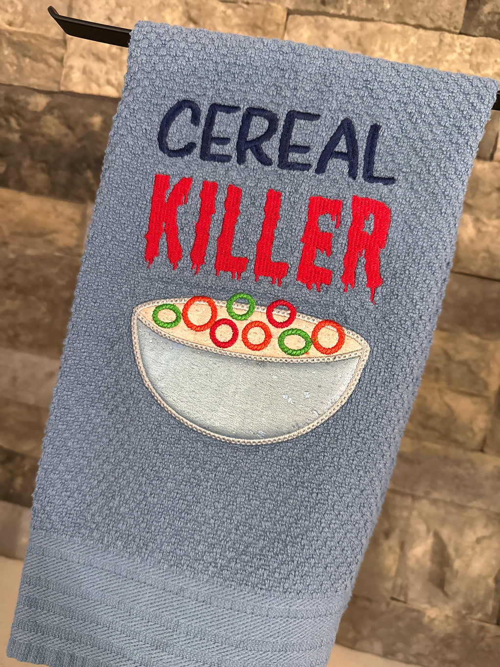 Cereal Killer Embroidered Towel
