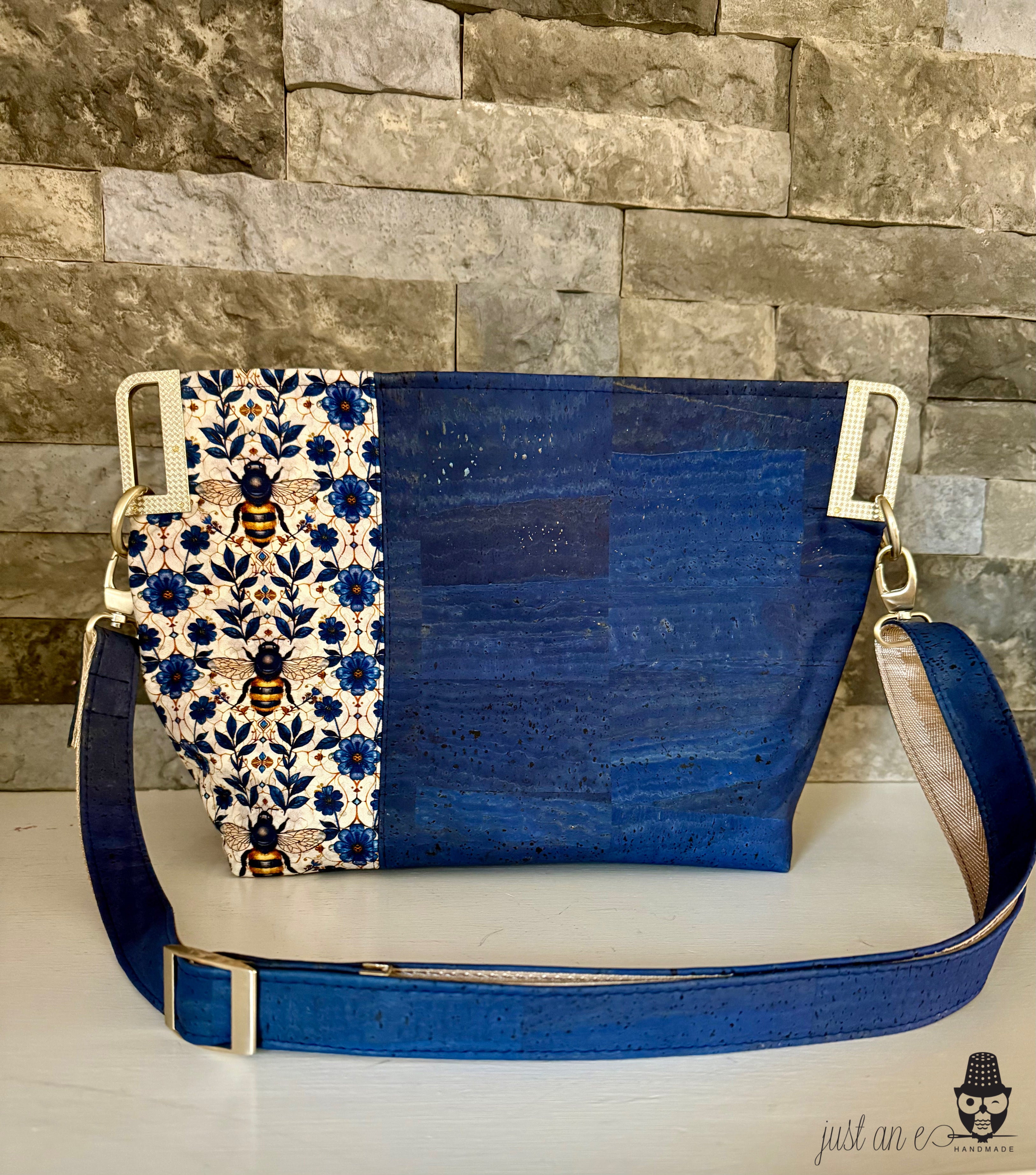 Bumblebee Blue Cork Shoulder/Crossbody Bag