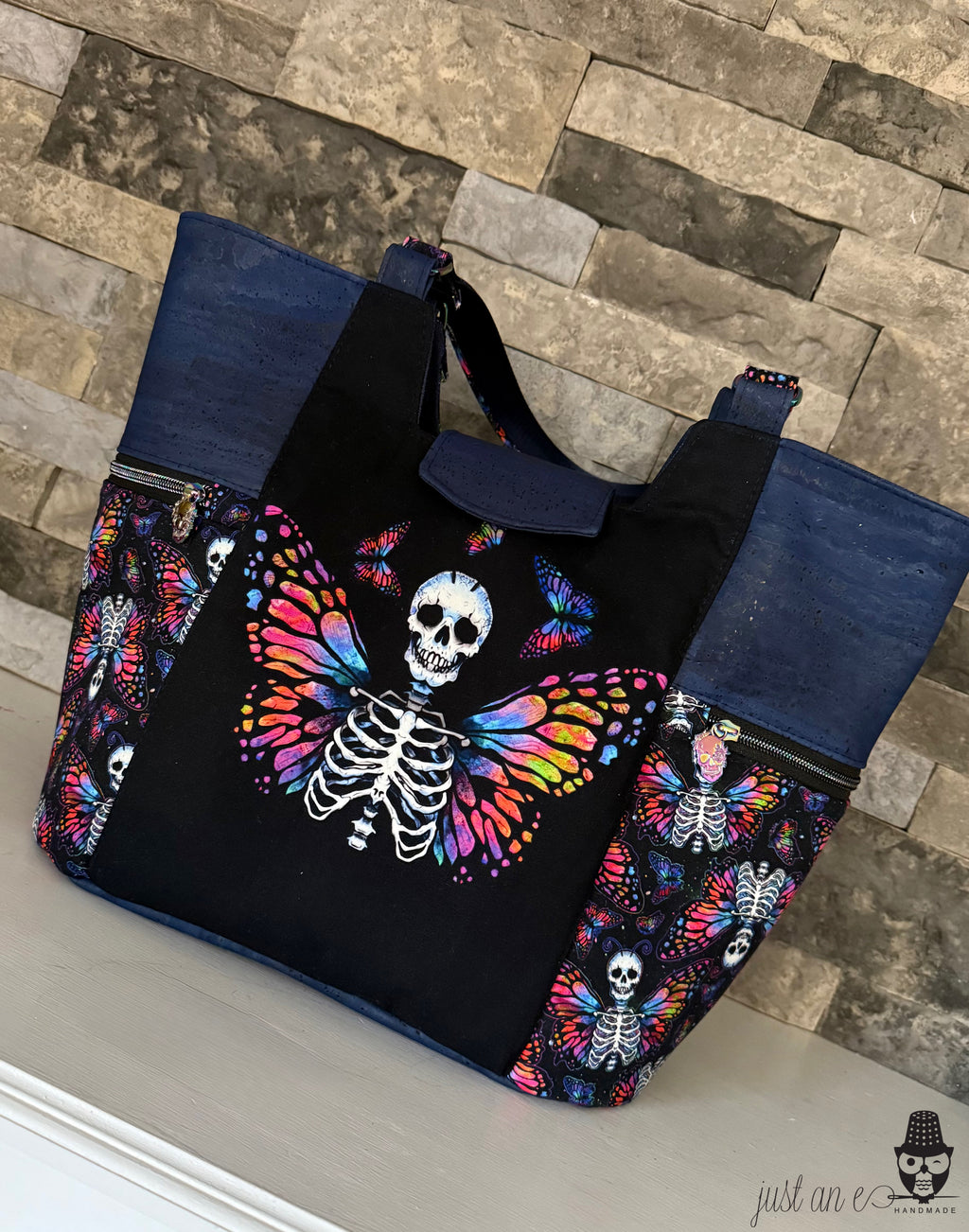 Rainbow Skeleton Butterfly Tote