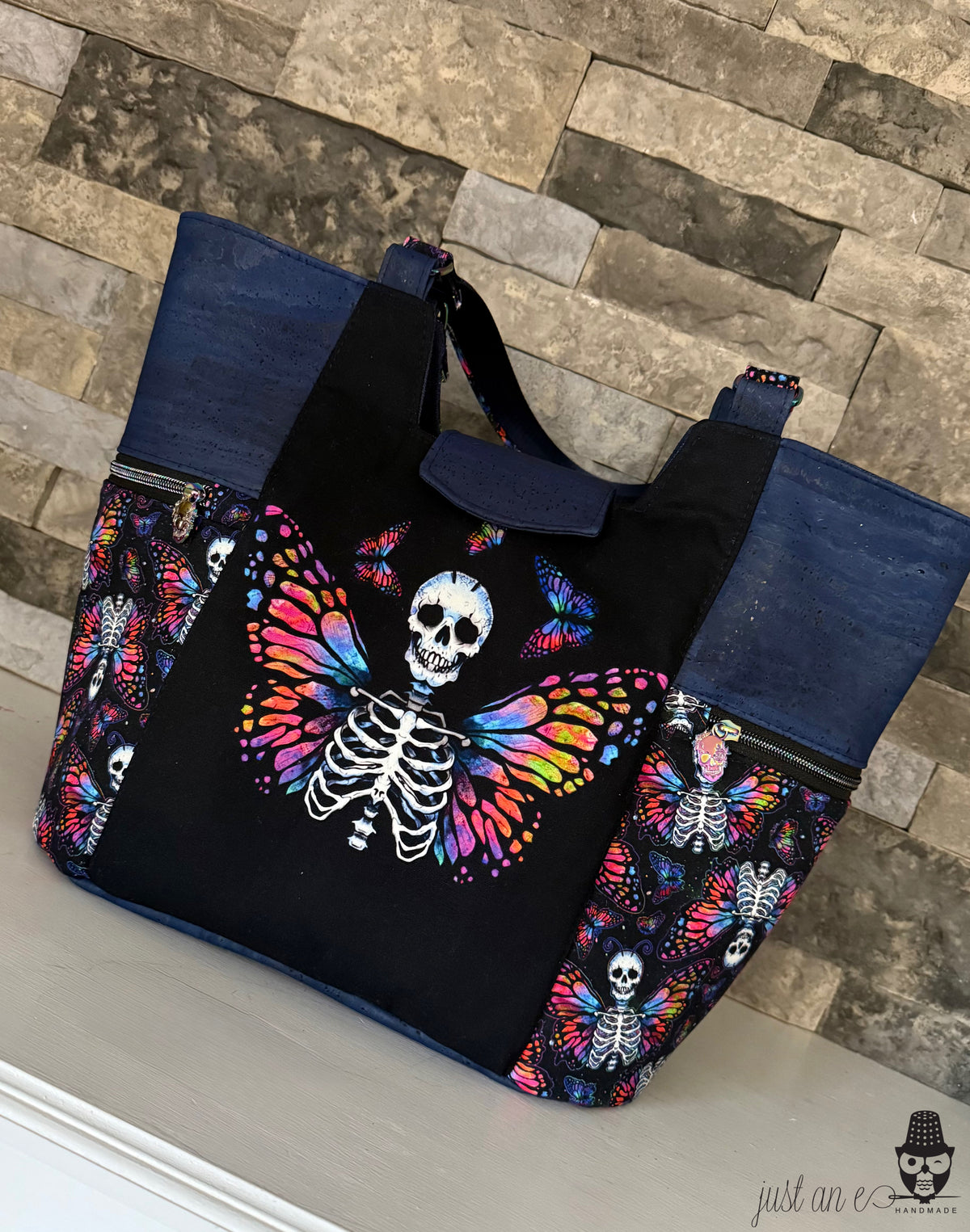 Rainbow Skeleton Butterfly Tote