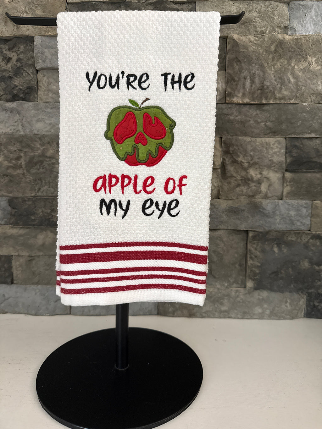 You’re the Apple of my Eye embroidered hand towel