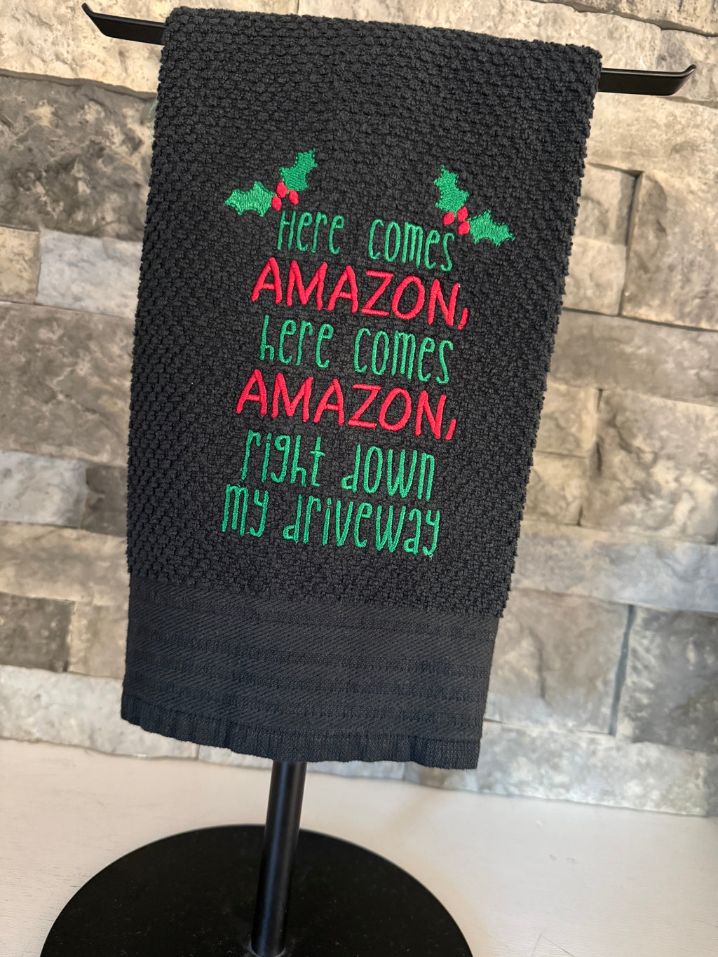 Here Comes Amazon Embroidered Towel