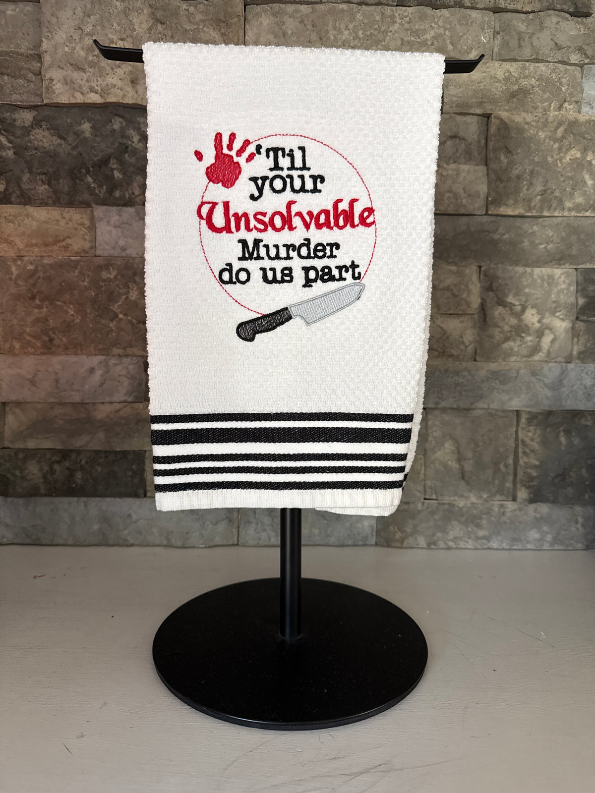 Unsolvable Murder Embroidered Towel
