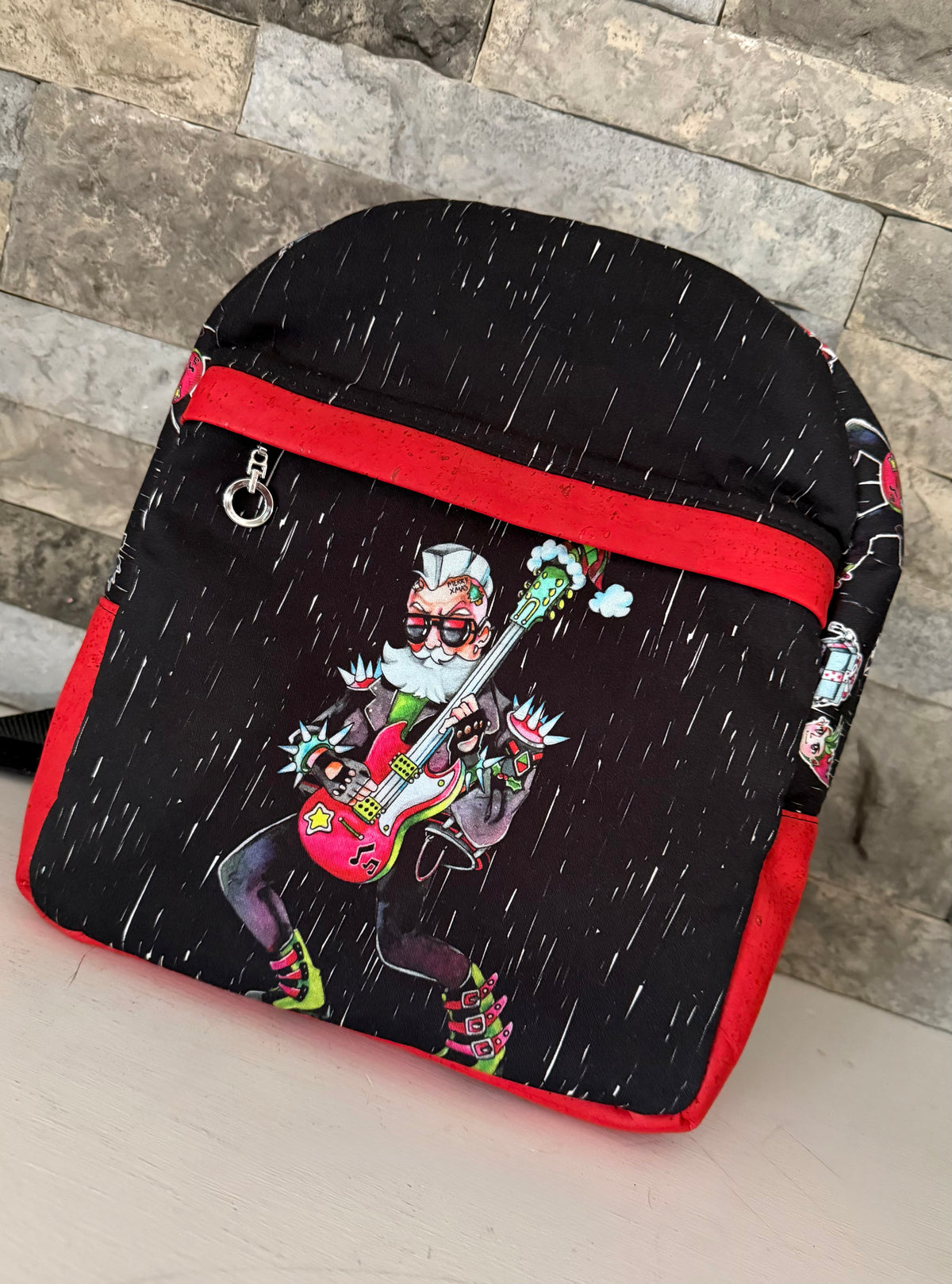 Christmas Mini Backpack Bag - Rock ‘n Roll Santa