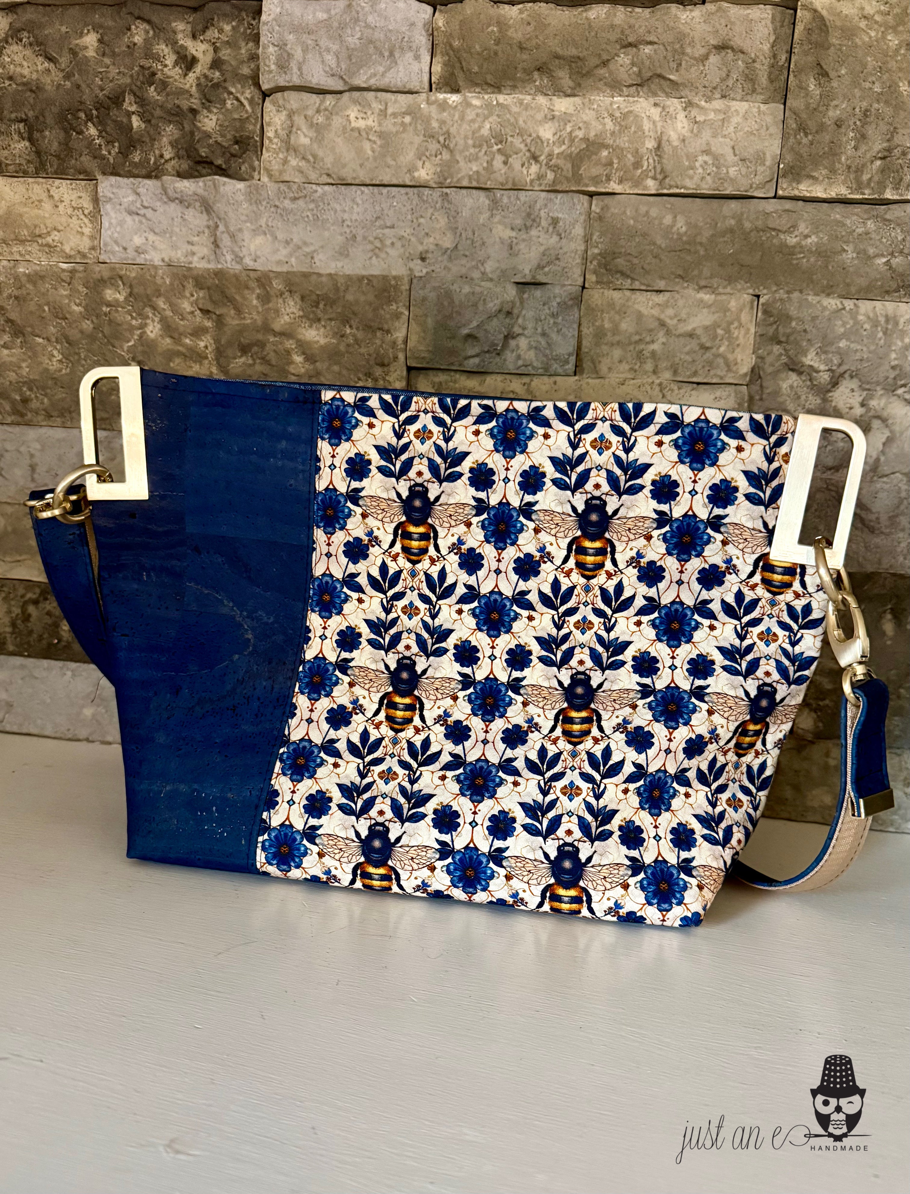 Bumblebee Blue Cork Shoulder/Crossbody Bag