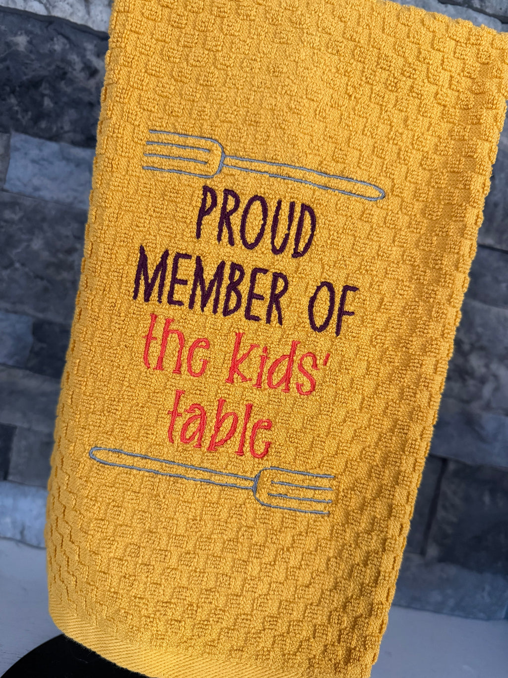 Proud Member of the Kids' Table Embroidered Towel - Holiday Family Towel