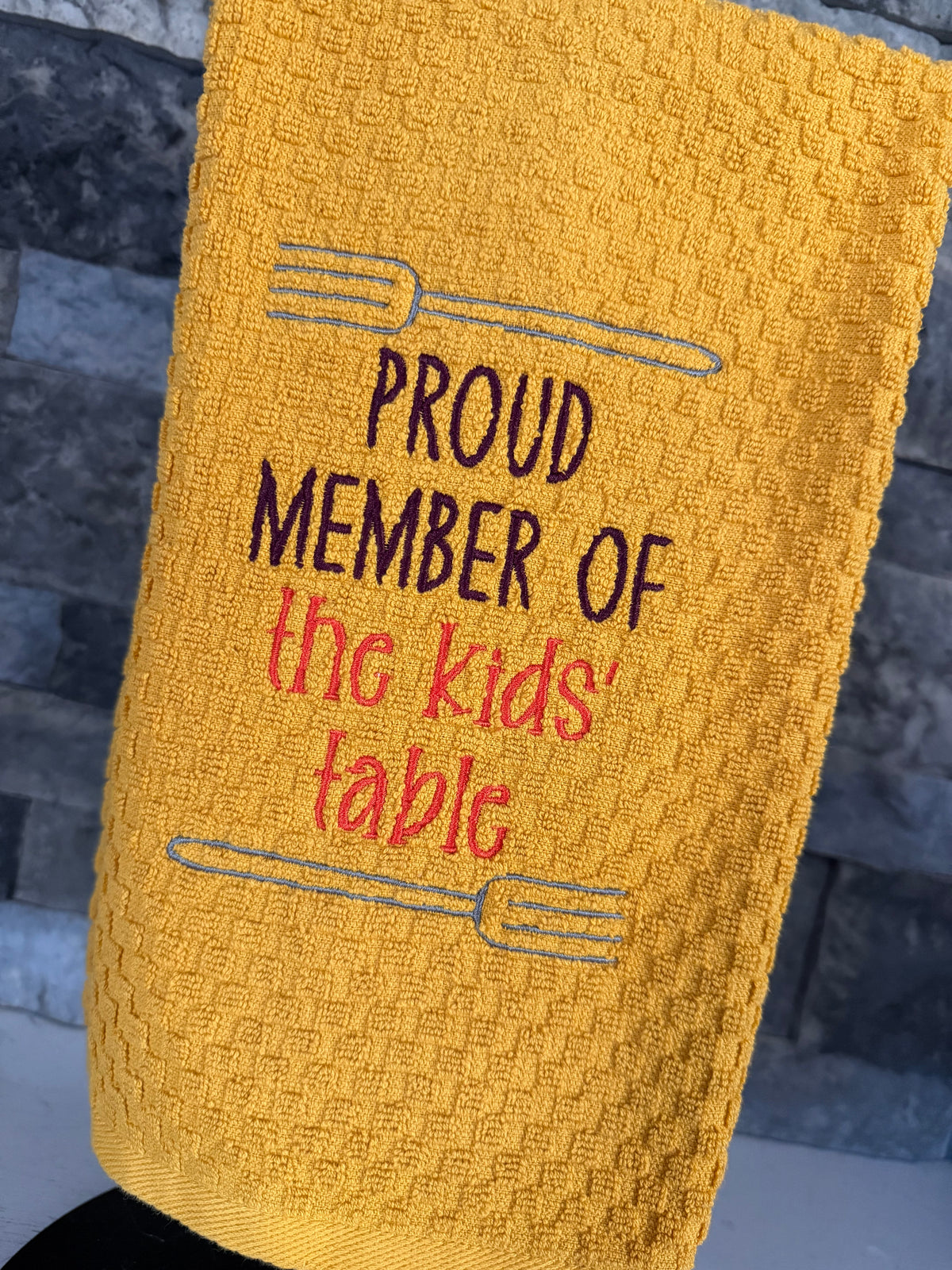 Proud Member of the Kids' Table Embroidered Towel - Holiday Family Towel