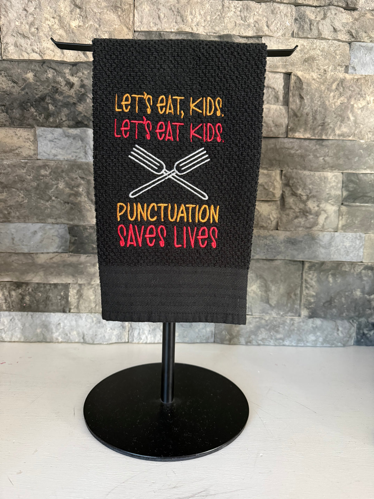 Punctuation Saves Lives  -  Embroidered Towel