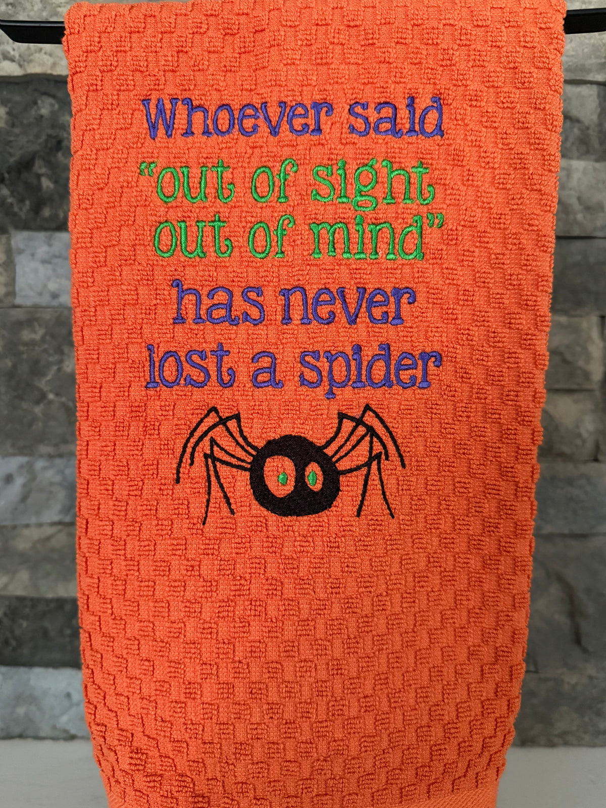 Out of Sight Spider Embroidered Towel