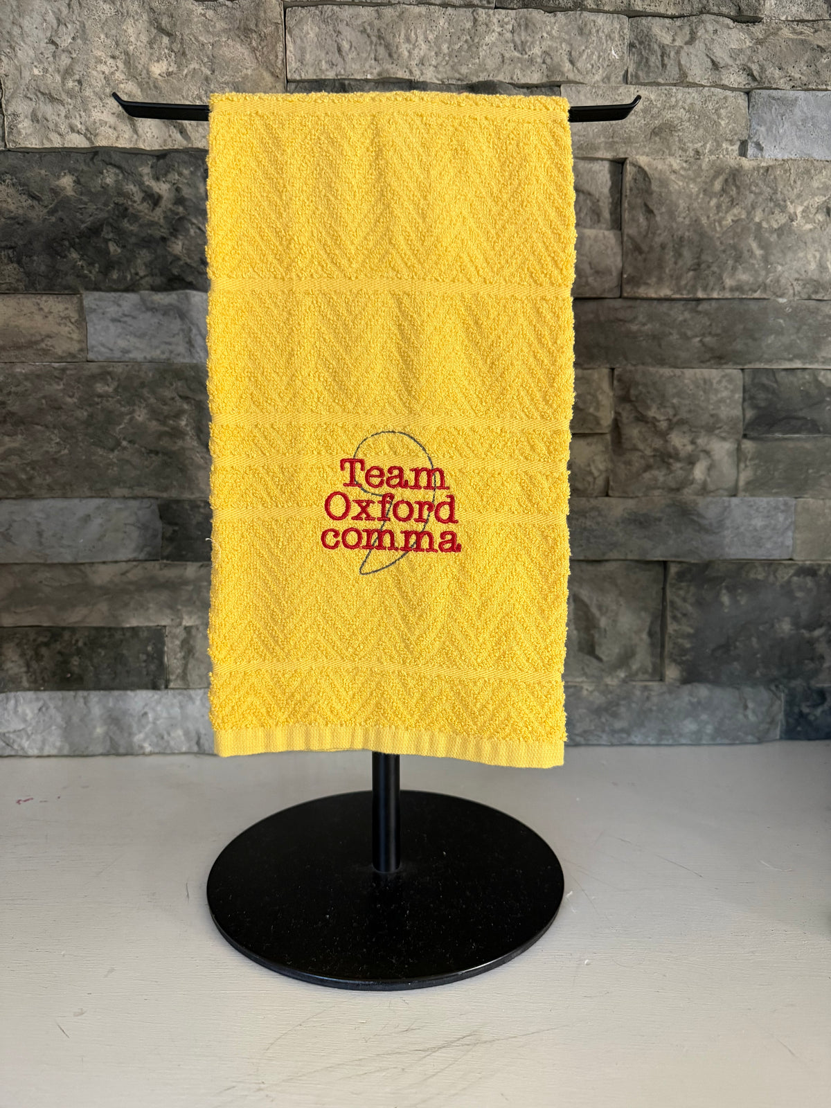 Team Oxford Comma Punctuation Towel  -  Embroidered Towel